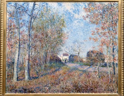 A corner of wood with Sablons or the road to the forest edge of Fontainebleau by Alfred Sisley