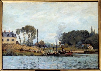 Boat at the Bougival Lock by Alfred Sisley