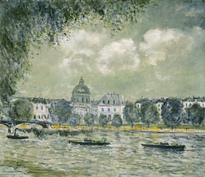 Landscape along the Seine with the Institut de France and the Pont des Arts, c.1875 by Alfred Sisley