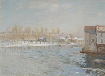 The Loing and the Mills of Moret, Snow Effect, 1891 by Alfred Sisley
