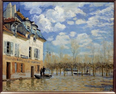 The boat during the flood, Port Marly by Alfred Sisley