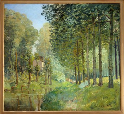 The rest at the edge of the creek by Alfred Sisley