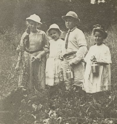 Untitled (Flora, Elizabeth, Howard & Kitty in Lake George Field) by Alfred Stieglitz