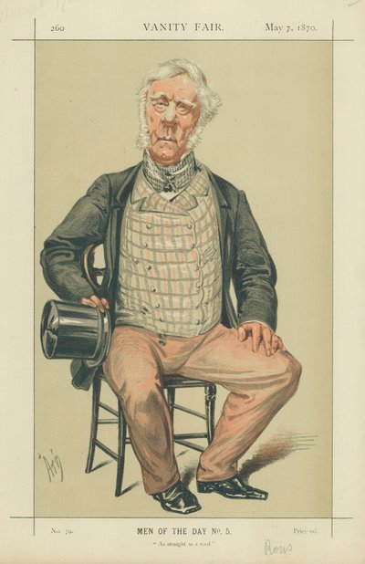 Admiral Rous, As Straight as a Reed, 7 May 1870, Vanity Fair Cartoon by Alfred Thompson