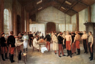 Vaccination of French officers session at Val de Grace hospital in Paris in c.1900 by Alfred Touchemolin
