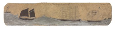 Lugger and Two Small Sailing Ships Approaching Port, c.1855-1942 by Alfred Wallis