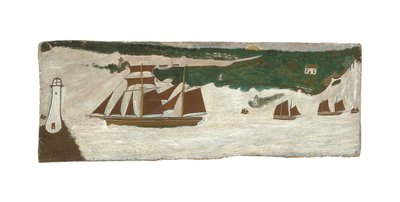 Schooner Passing a Lighthouse, c.1855-1942 by Alfred Wallis