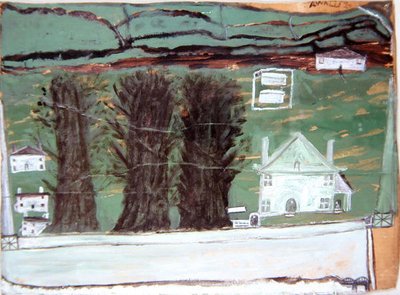 Three Trees, White House in a Landscape by Alfred Wallis