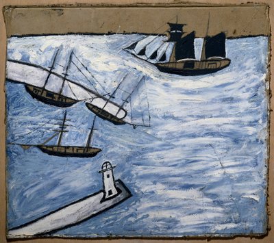 View of the harbour and the lighthouse of Saint Ives, Cornwall, England by Alfred Wallis