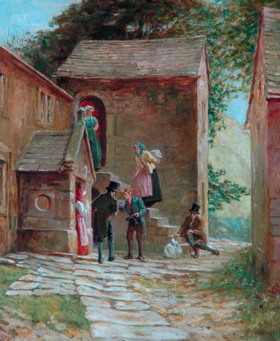 View of the Yard with Figures, Kilnhurst, Todmorden by Alfred Walter Bayes
