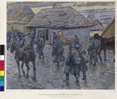 Honved troops march on Lubartov 1915 by Alfred Wesemann