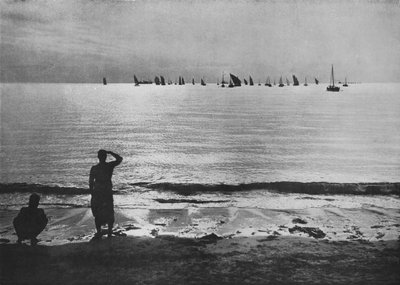 Pearling Fleet Coming Back to Anchorage at Sunset by Alfred William Amandus Plate