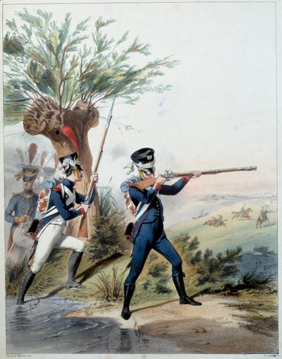 Napoleonic Army: Imperial Guard. Engraving by Alfred De Marbot (19th century) 1809. Malmaison, Musee Du Chateau. by Alfred de (after) Marbot