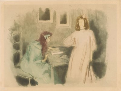 Two Girls in an Interior by Alfredo Müller (signed by artist)
