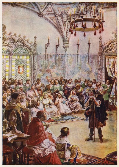 Gil Vicente at the Court of King Manuel I of Portugal by Alfredo Roque Gameiro