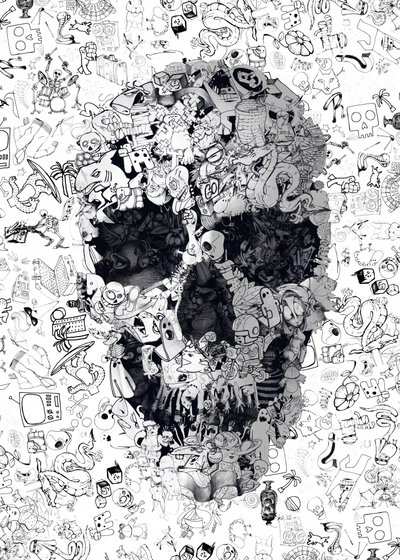 Intricate Doodle Skull by Ali Gulec