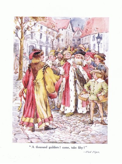A thousand guilders! Come take fifty!, illustration from Poems for the Young: Robert Browning, c.1920 by Alice Ross