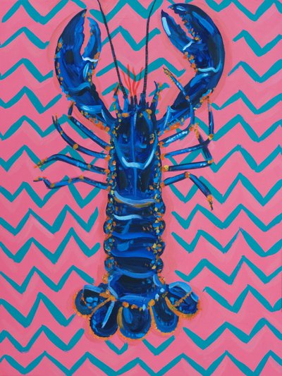 Vibrant Blue Lobster Chevron by Alice Straker