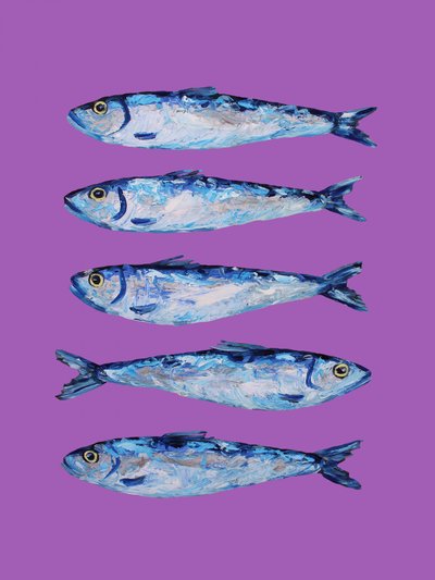 Vibrant Blue Sardines by Alice Straker