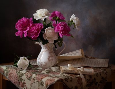 Peonies and Sheet Music by Alina Lankina