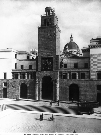Piazza della Vittoria with Mussolini Tower, Brescia by Fratelli Alinari