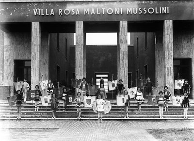 Villa Rosa Maltoni Mussolini: group of young girls dressed as page boys by Fratelli Alinari
