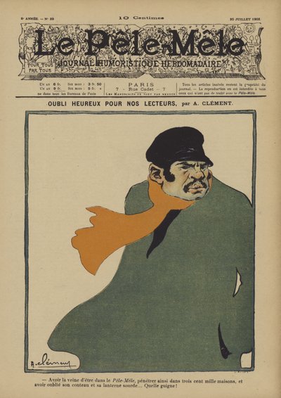 Happy forgetfulness for our readers. Illustration for Le Pele-Mele, 1902 by Aline Clement