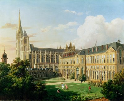 The Abbey Church of Saint-Denis and the School of the Legion of Honour in 1840 by Aline Clement