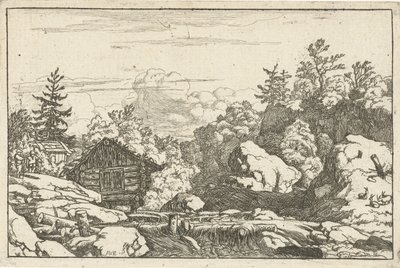 Landscape with Hut by Waterfall by Allaert van Everdingen