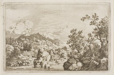 River Between Rocks and Wooden Huts by Allaert van Everdingen
