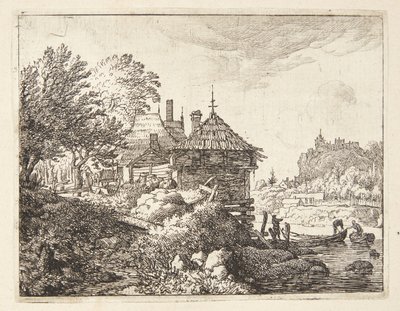 Two Boats Docking at a Cottage by Allaert van Everdingen