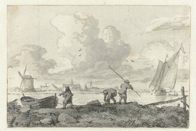 Fishermen with Their Rowboat on the Spaarne near Haarlem by Allaert van Everdingen