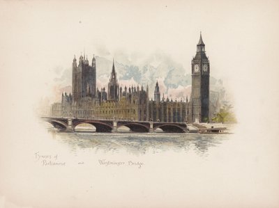 Familiar London: Houses of Parliament and Westminster Bridge by Allan F. Barraud
