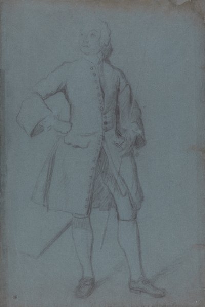 Man Standing Holding a Staff in His Left Hand, Full Length by Allan Ramsay