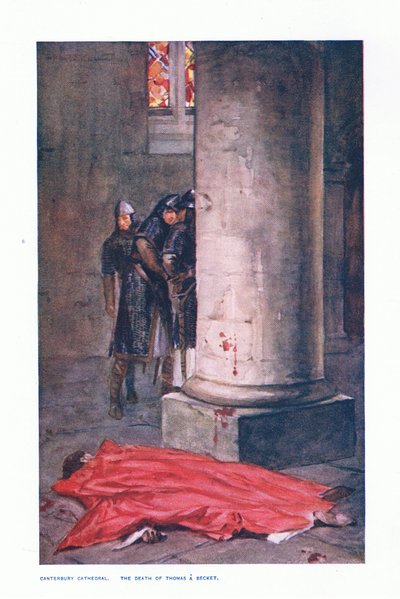 Canterbury Cathedral: The death of Thomas A Beckett, illustration from 