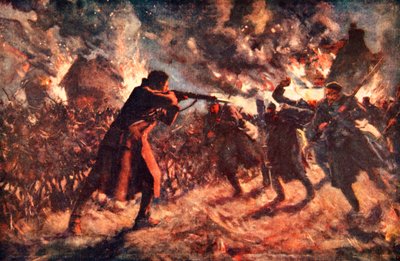 Private Meston attacking, single-handed, several of the enemy who were advancing, after capturing a British Trench by Allan Stewart