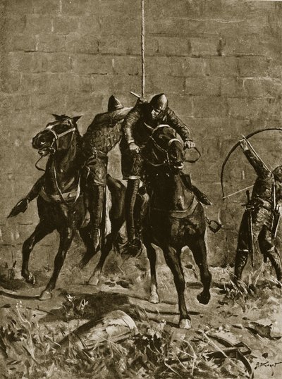 Stephen rescues Prince Henry of Scotland at Ludlow, illustration from 