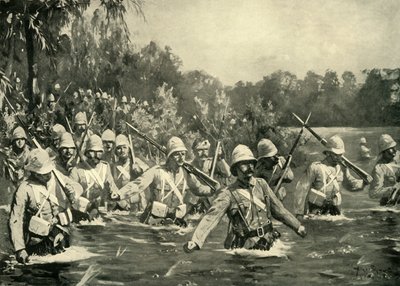 The Battle of Modder River - The Argyll and Sutherland Highlanders Crossing the Drift, 1900 by Allan Stewart