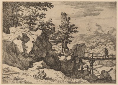Man on a Small Wooden Bridge by Allart van Everdingen