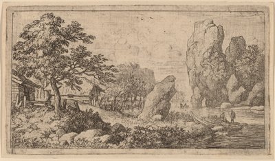 Pointed Boulder at the Bank of a River by Allart van Everdingen