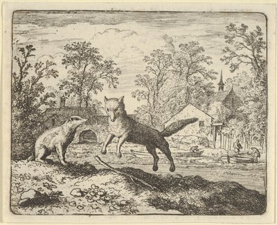 The Badger Imposes as Punishment to Jump Three Times Over a Stick on the Ground by Allart van Everdingen