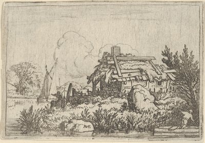 The Ruined Cottage, Surrounded by Water by Allart van Everdingen