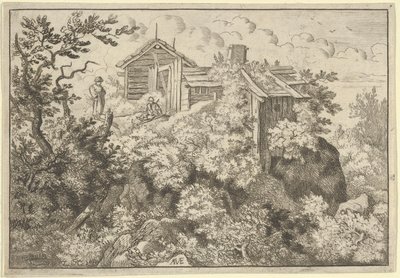The Three Cottages on the Hill, 17th Century by Allart van Everdingen