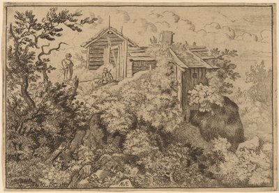 Three Cottages on a Rock, probably c. 1645-1656 by Allart van Everdingen