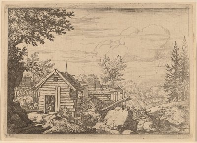 Two Men in the Doorway of a Hut by Allart van Everdingen
