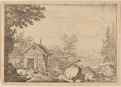 Two Men in the Doorway of a Hut by Allart van Everdingen