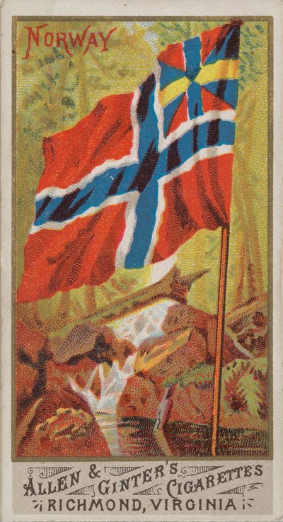Norway, from Flags of All Nations, Series 1 N9 for Allen & Ginter Cigarettes Brands, 1887 by Allen and Ginter