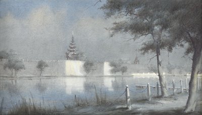The Moat at Mandalay by Moonlight by Alma Claude Burlton Cull