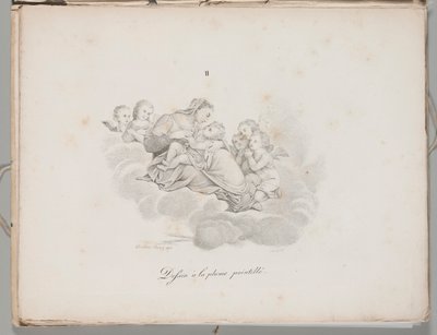 Art of the Lithograph: Madonna and Child on the Clouds, Plate II by Alois Senefelder