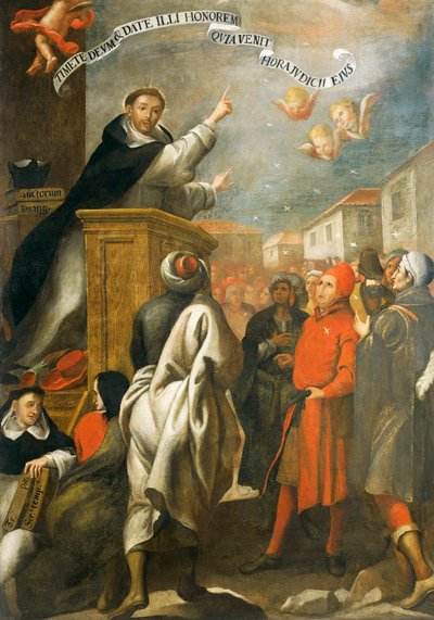 St Vincent Ferrer preaching to the young people of Salamanca, by Alonso Antonio Villamor by Alonso Antonio Villamor